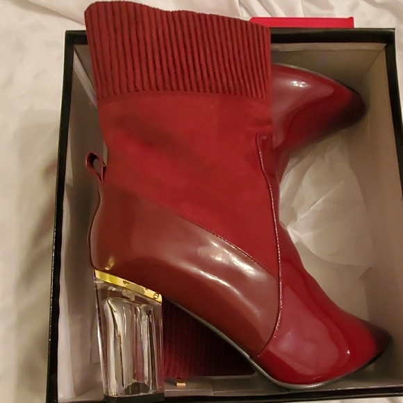 Ashley Stewart Shoes - Burgungy Ankle Boots 10W